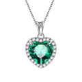 May Birthstone Necklace Women Green Heart Necklace Emerald Crystal CZ 925 Sterling Silver Pendant Jewelry Birthday Mother'S Day Gift