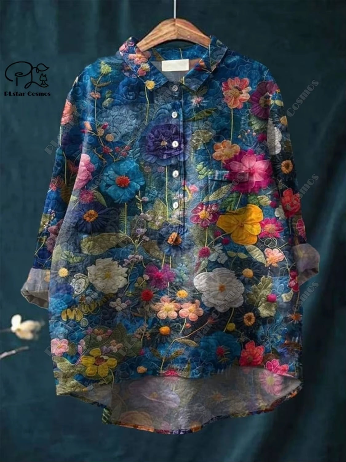 Retro Bloom: 3D Floral Open Tube Shirt for Bold Summer Vibes
