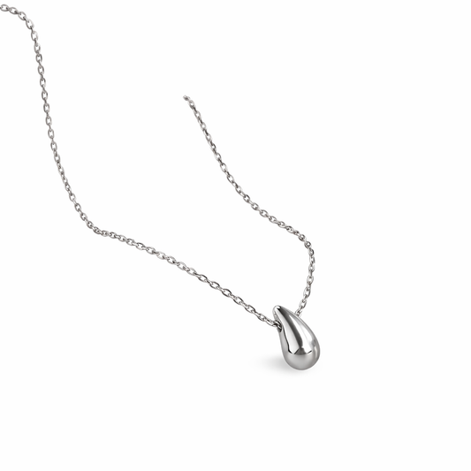 Stainless Steel Silver Teardrop Necklace for Women