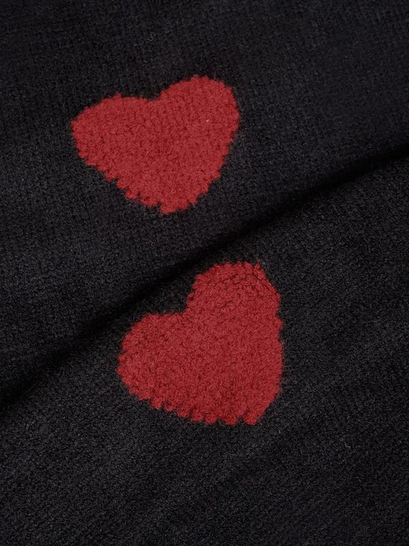 Printed Heart Knitted Sweater