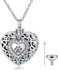 925 Sterling Silver Heart Urn Necklaces Engraved Pawprint Forever in My Heart Cremation Keepsake Necklace for Ashes Pet Ashes Jewelry Gift for Women