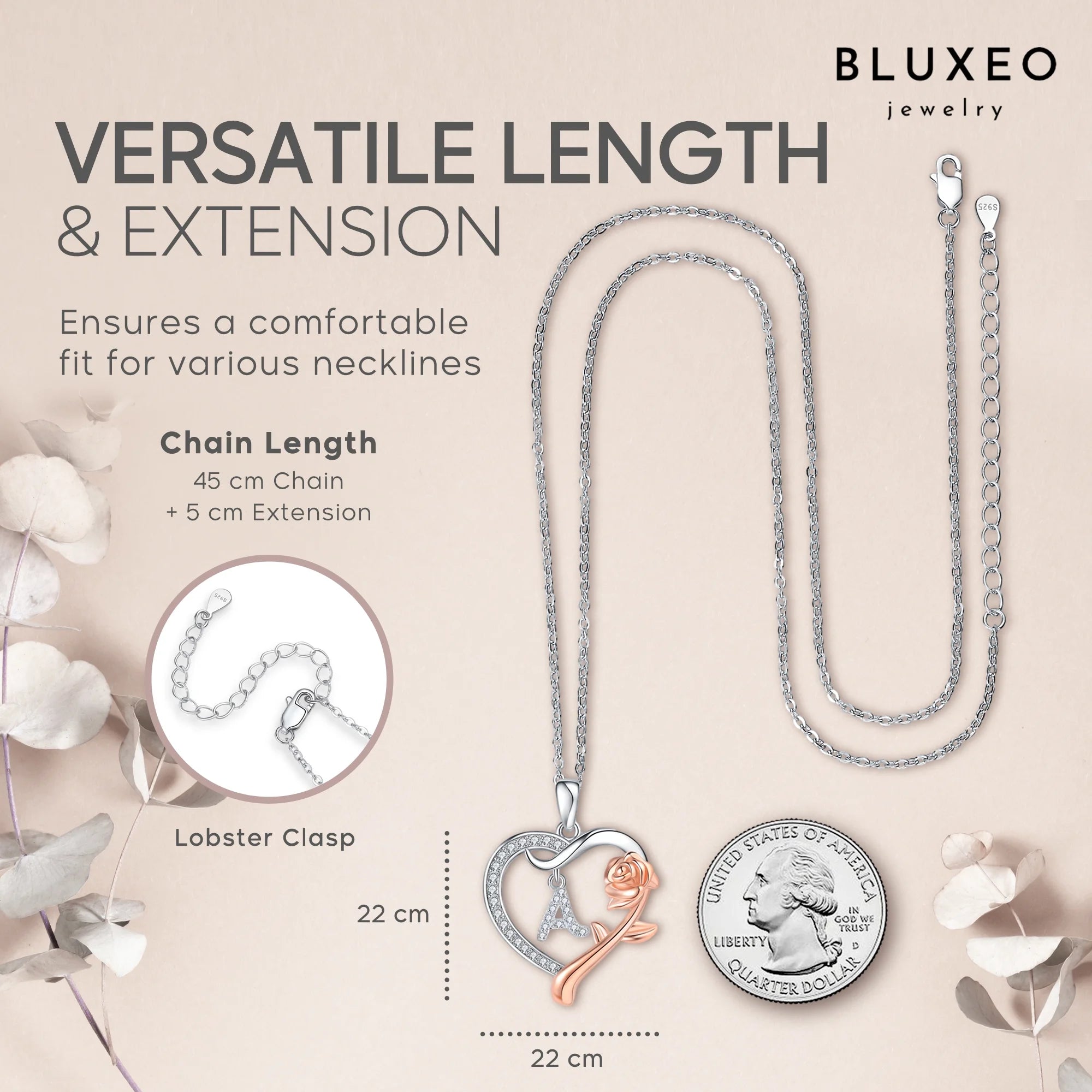 Sterling Silver Necklace for Women Mom Gift for Wife from Husband Valentines Day Girlfriend Rose Heart Necklace for Girlfriend Birthday Gifts Mother Daughter Pendant