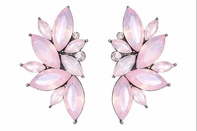 Pink Crystal Marquise Wing Stud Earrings